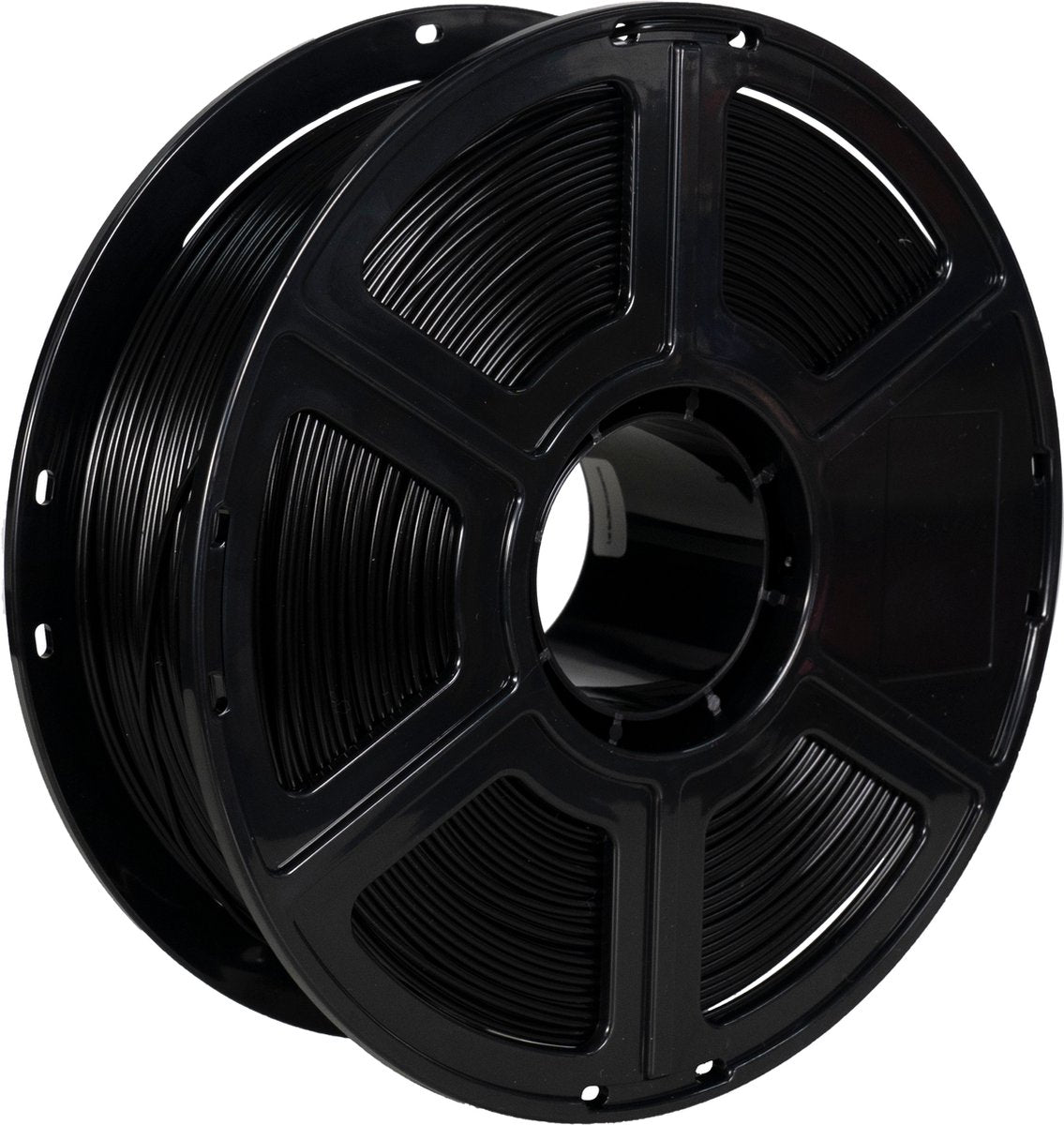 Zwart FlashForge PLA-filament op spoel, schuin van voren