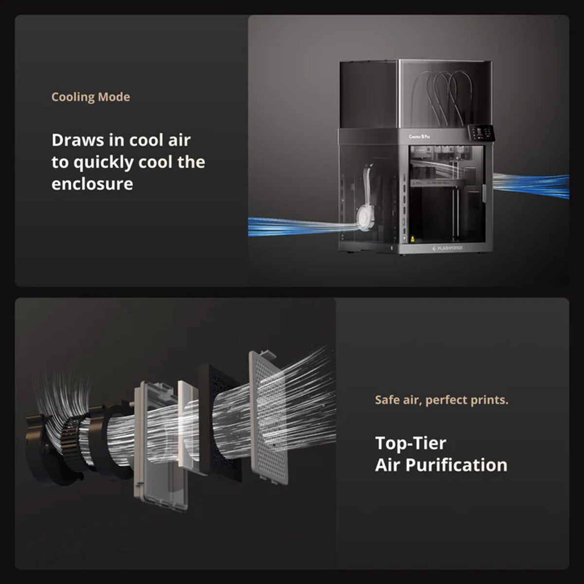 Infographic Creator 5 Pro: koelmodus voor de behuizing en luchtfiltratie