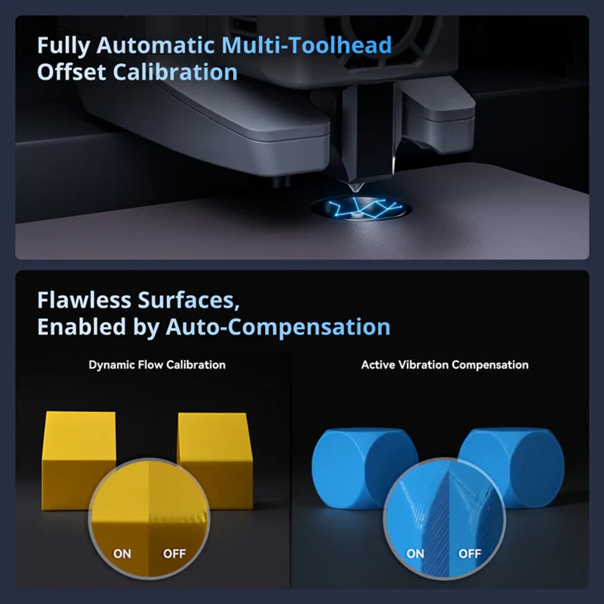 Infographic Creator 5: automatische kalibratie van de toolheads en flow- en trillingscompensatie
