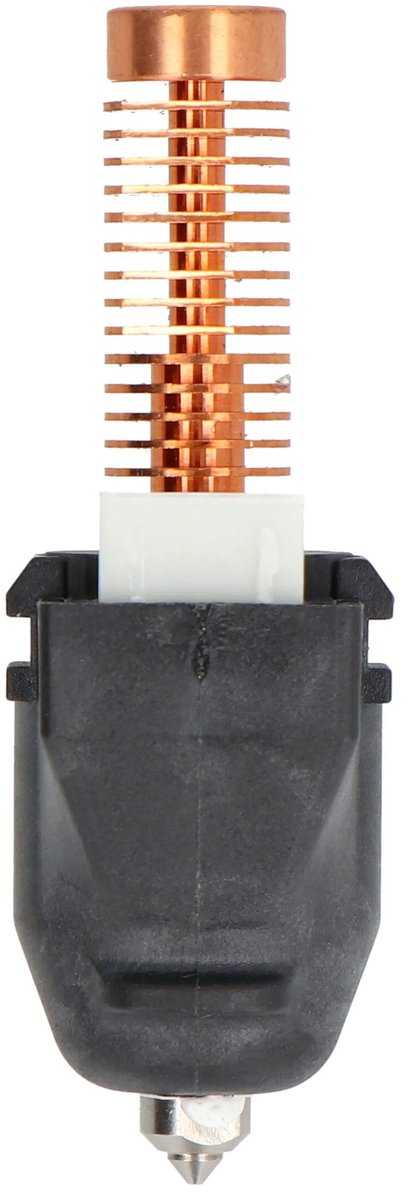Zijaanzicht van de 0,4 mm snelwissel-nozzle voor de Adventurer 5M met witte connector