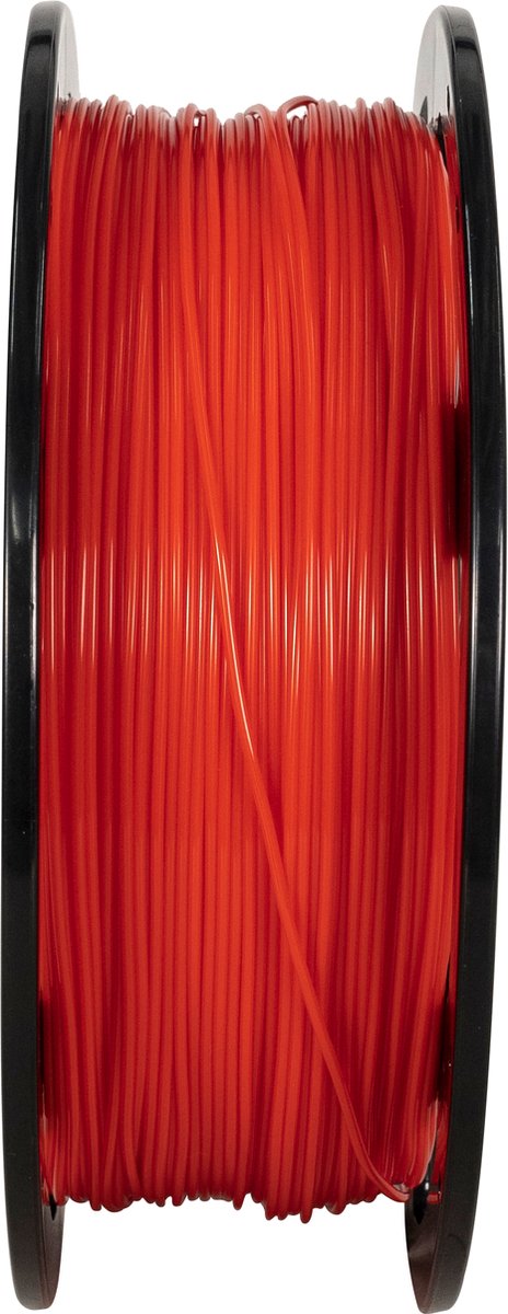 Rood FlashForge PLA-filament op spoel, gezien van de zijkant