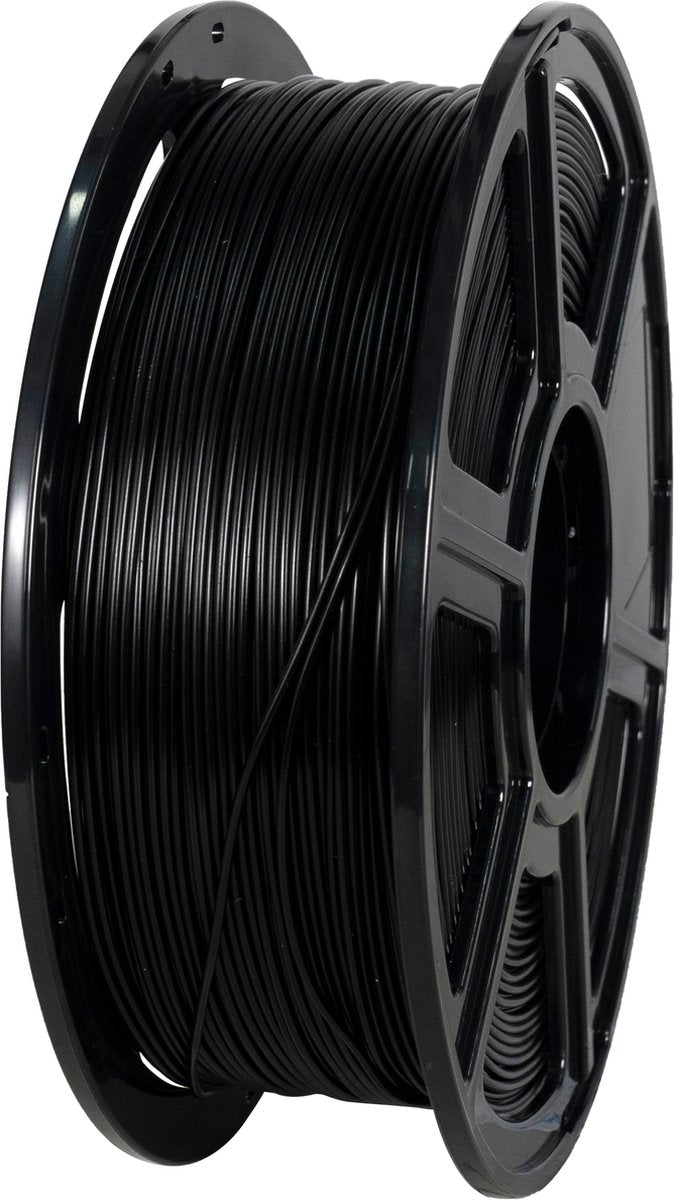 Zwart FlashForge PLA-filament op spoel, schuin van links