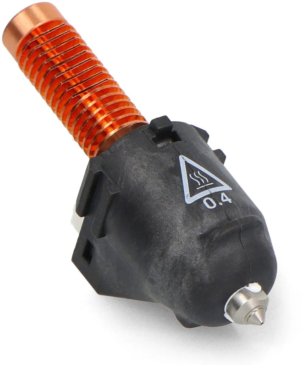 Close-up van de 0,4 mm snelwissel-nozzle met maatmarkering en nozzletip